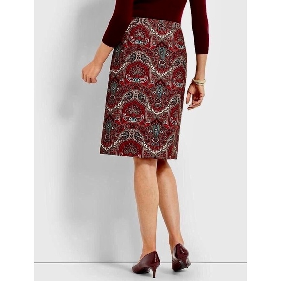 NWT!! TALBOTS Opulent Paisley Side Button Faux Wrap Skirt Academia 14P 14 Petite - Picture 7 of 13